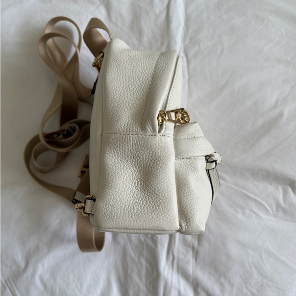 Michael Kors White and Gold Mini Leather Convertible Backpack